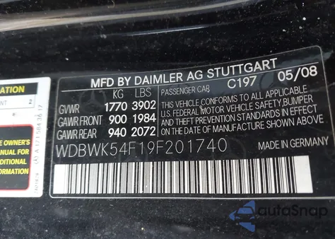 2009 Mercedes-Benz Slk 300 z USA, uszkodzony, nr VIN WDBWK54F19F201740